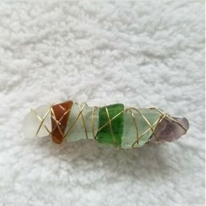 Gold Sea Glass Hair Clip NWT Embellished Gold Wire